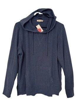 78 & Sunny Hacci Knit Hoodie Indigo Blue Size Large New Lightweight Sweater